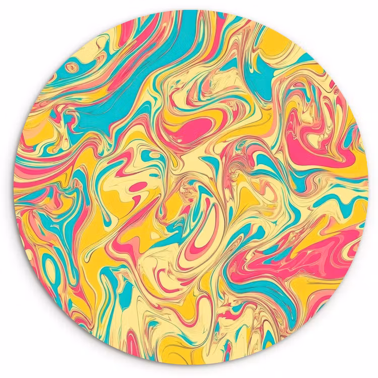 Muurcirkel - Geel - Roze - Blauw - Retro — 1