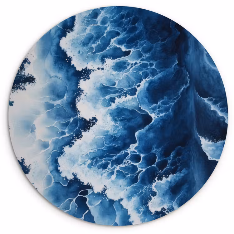 Muurcirkel - Golven - Blauw - Schuim — 1