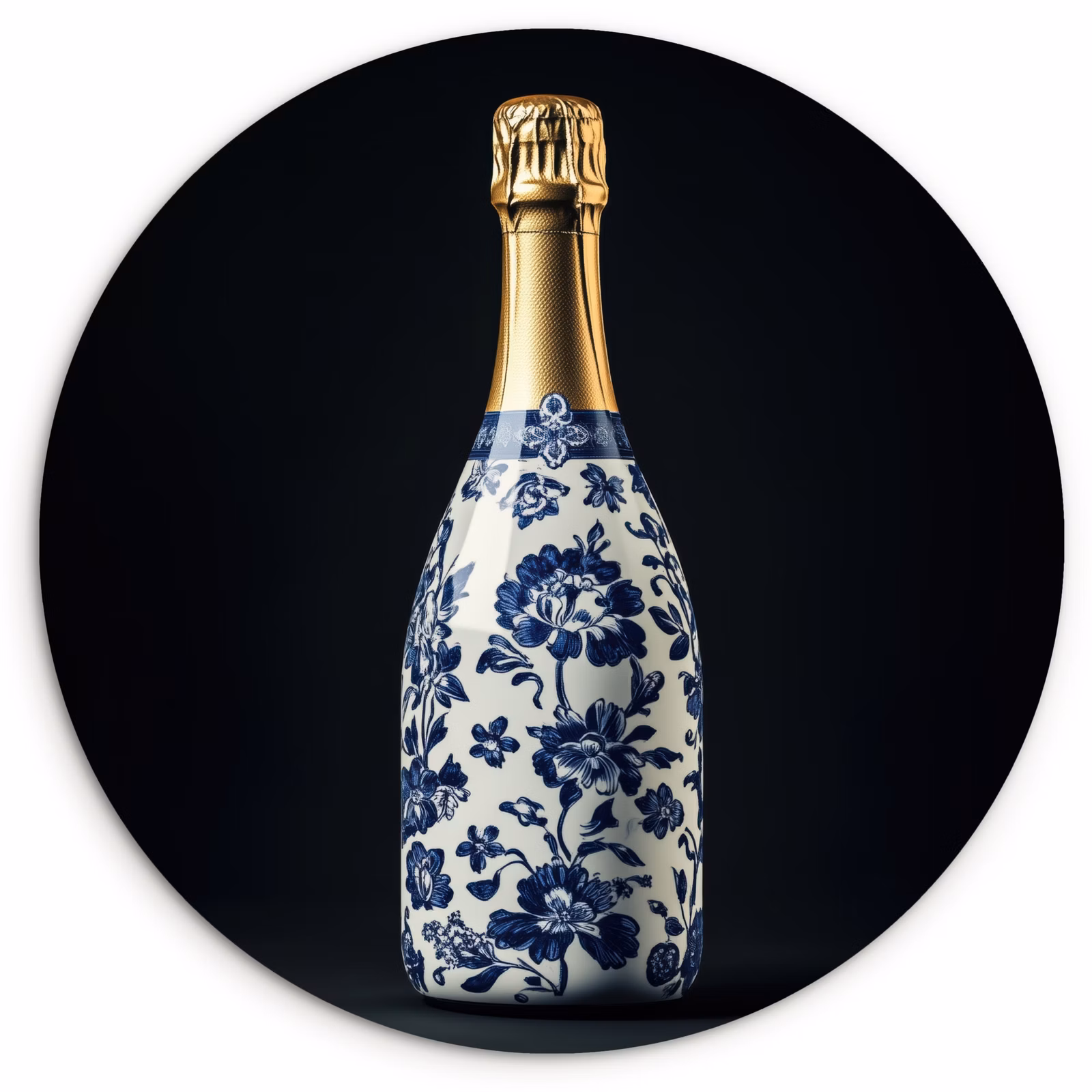 Muurcirkel - Champagne - Bloemen - Goud - Chique — 1