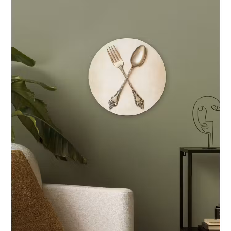 Muurcirkel - Beige - Vintage - Bestek — 3
