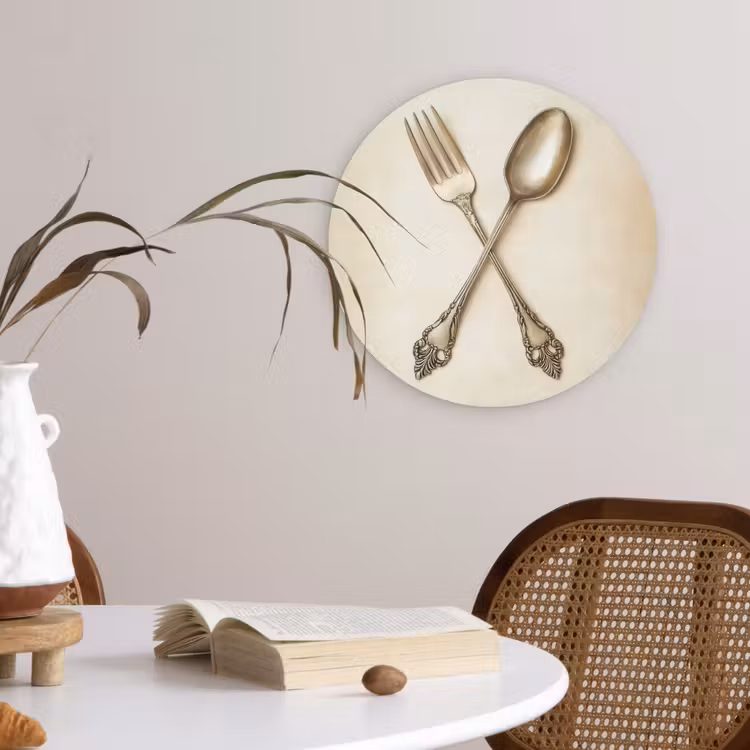 Muurcirkel - Beige - Vintage - Bestek — 4
