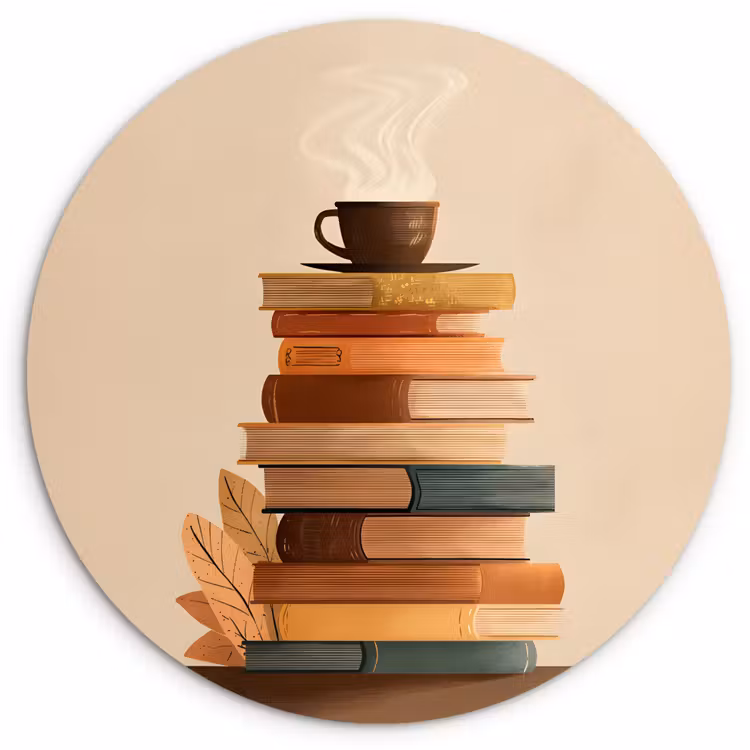 Muurcirkel - Boeken - Toren - Koffie - Beige — 1