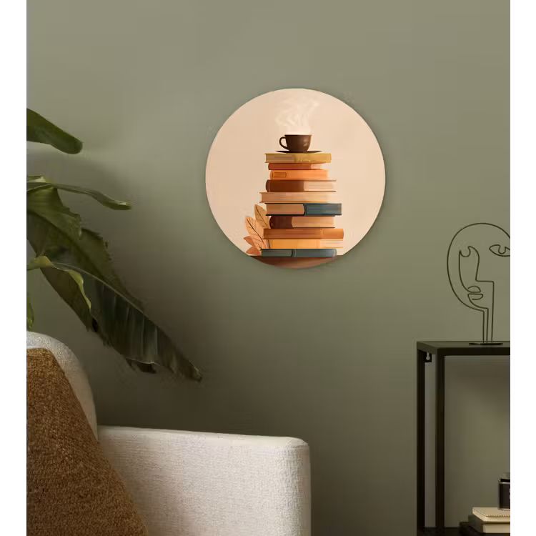 Muurcirkel - Boeken - Toren - Koffie - Beige — 3
