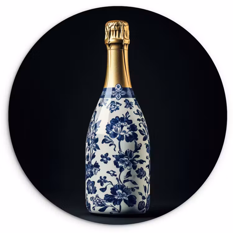 Muurcirkel - Champagne - Bloemen - Goud - Chique — 1