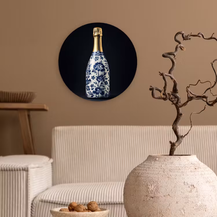 Muurcirkel - Champagne - Bloemen - Goud - Chique — 2