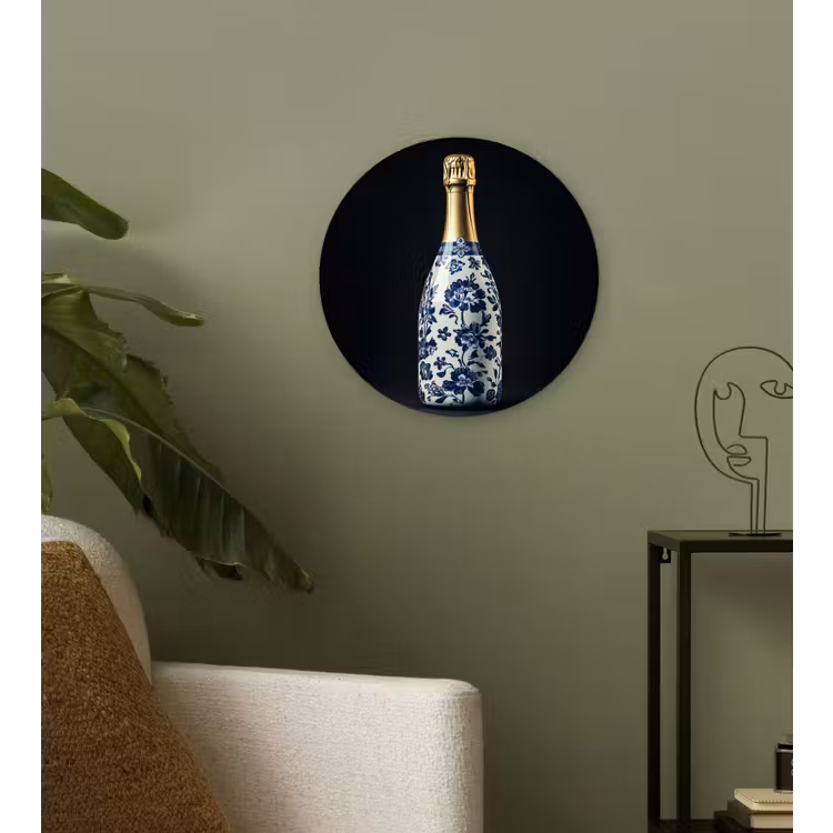 Muurcirkel - Champagne - Bloemen - Goud - Chique — 3
