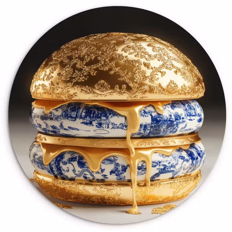 Muurcirkel - Delftsblauw - Goud - Burger — 1