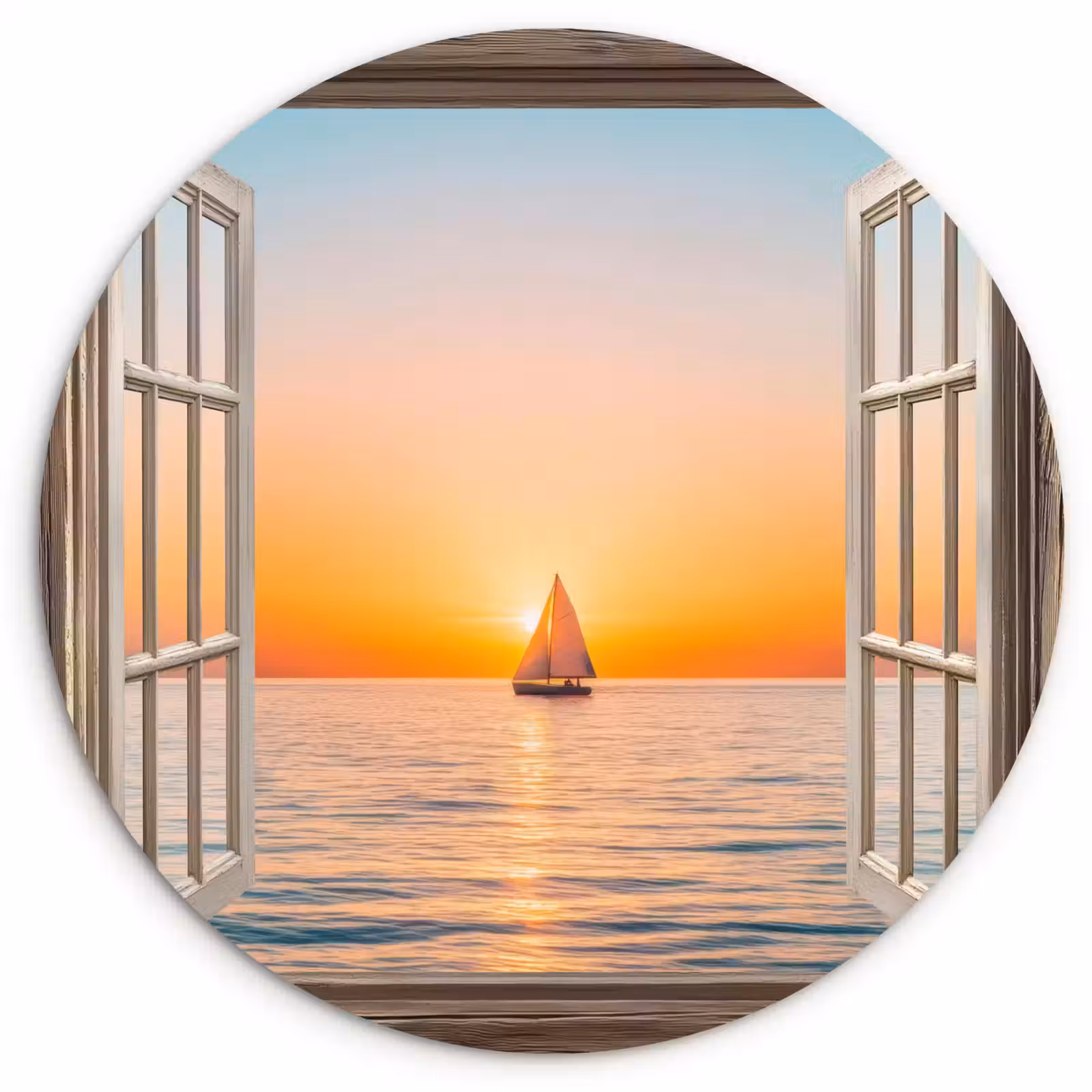 Muurcirkel - Doorkijk - Zee - Boot - Zonsondergang — 1