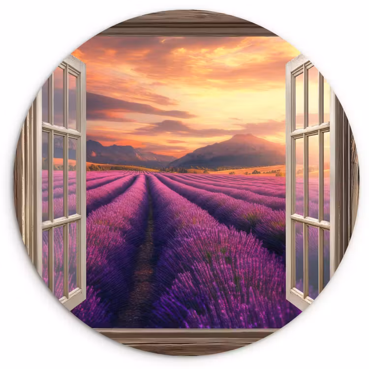 Muurcirkel - Doorkijk - Lavendel - Landschap - Bloemen - Paars — 1