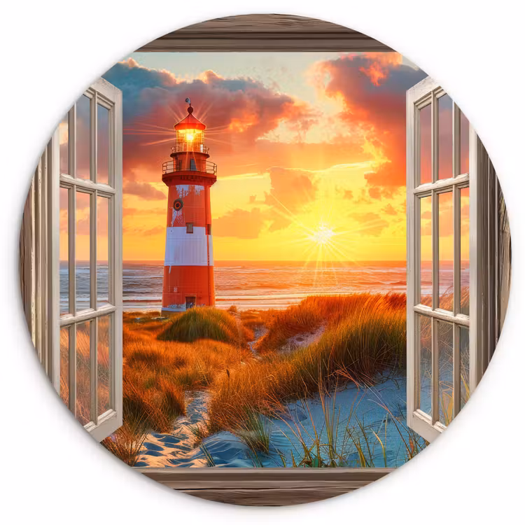 Muurcirkel - Doorkijk - Raam - Vuurtoren - Zonsondergang - Strand — 1