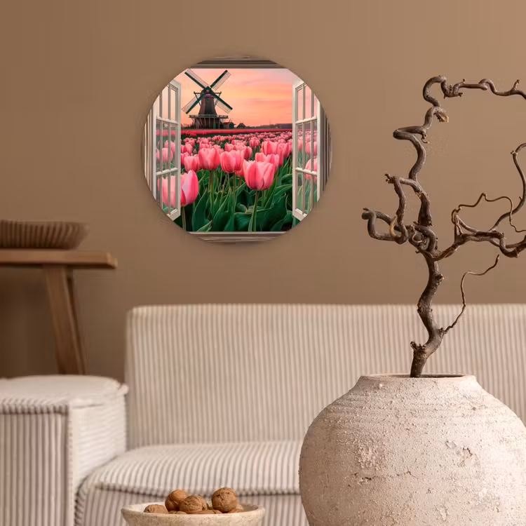 Muurcirkel - Doorkijk - Tulpen - Bloemen - Molen - Raam — 2