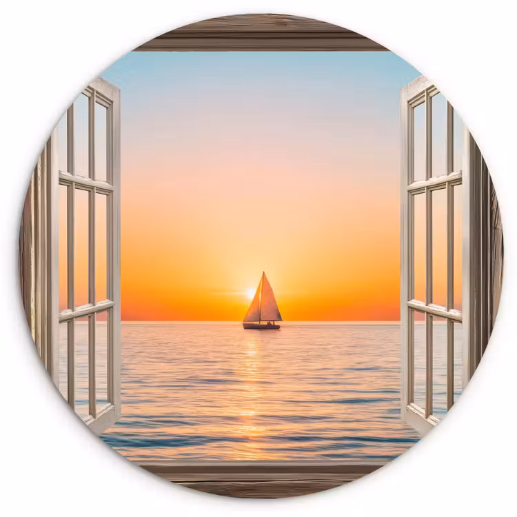 Muurcirkel - Doorkijk - Zee - Boot - Zonsondergang — 1