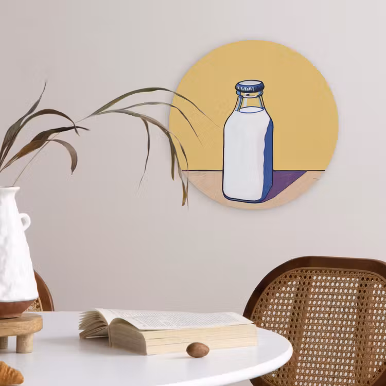 Muurcirkel - Glazen - Fles - Illustratie - Melk — 4