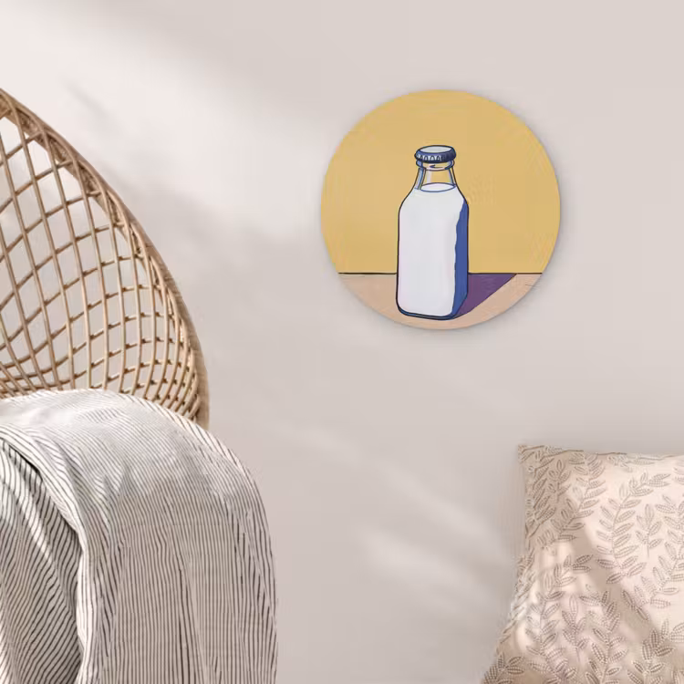 Muurcirkel - Glazen - Fles - Illustratie - Melk — 5