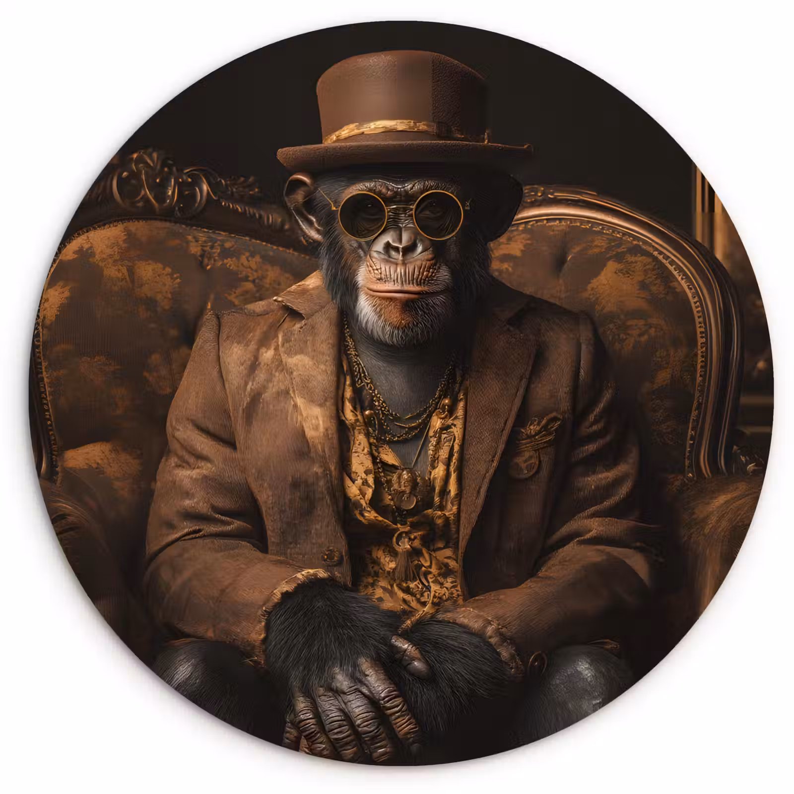 Muurcirkel - Chimpansee - Stoel - Pak - Bruin — 1