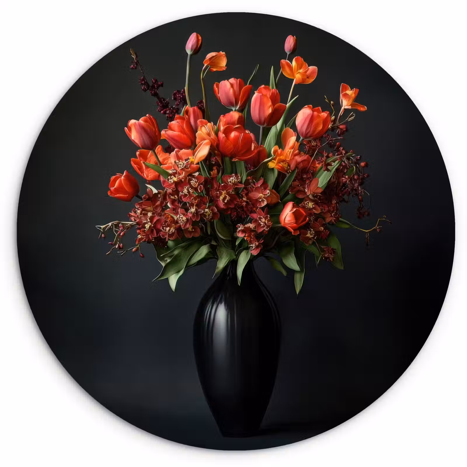Muurcirkel - Boeket - Tulpen - Vaas - Rood — 1