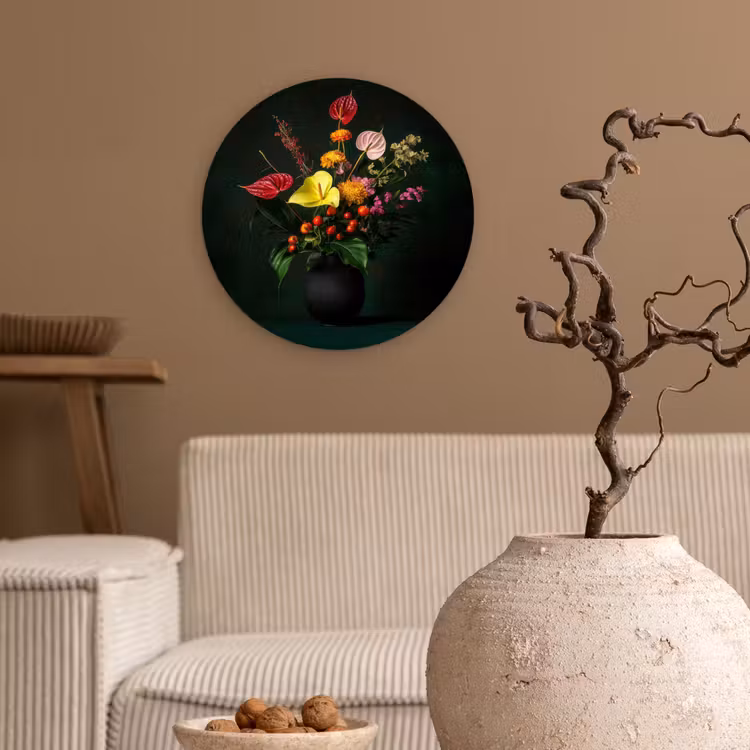 Muurcirkel - Bloemen - Vaas - Zwart — 2
