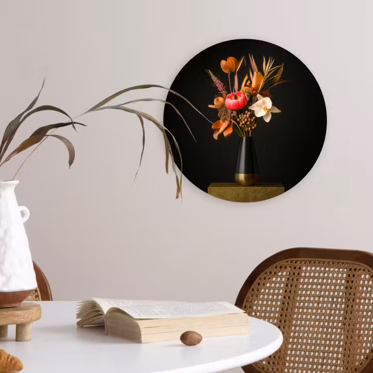 Muurcirkel - Boeket - Oranje - Gouden - vaas — 4