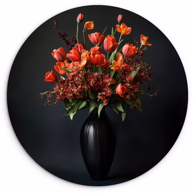 Muurcirkel - Boeket - Tulpen - Vaas - Rood — 1