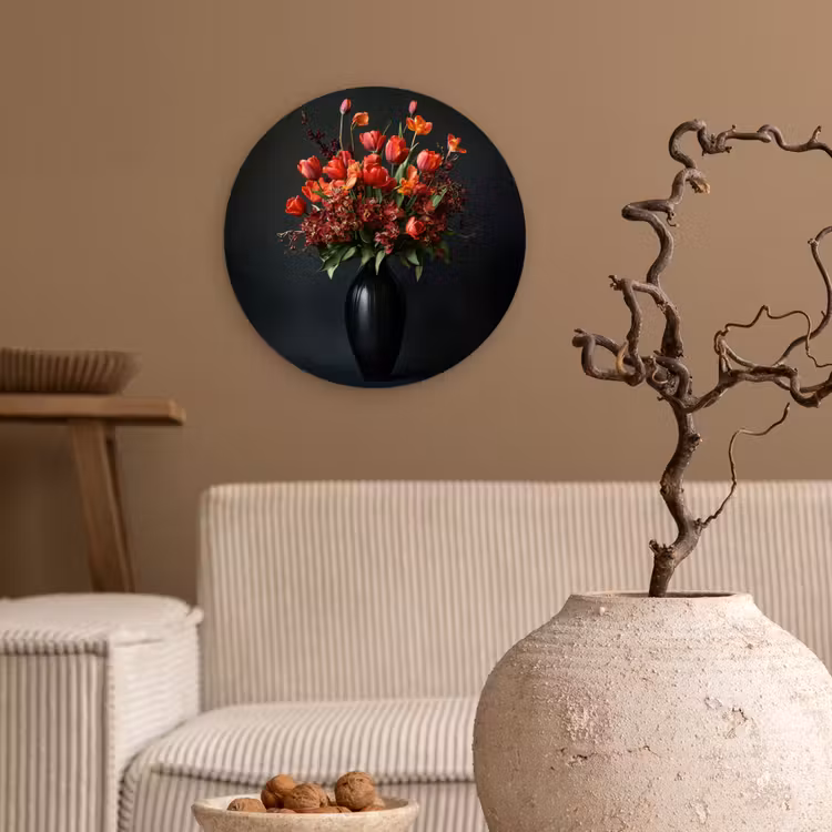 Muurcirkel - Boeket - Tulpen - Vaas - Rood — 2