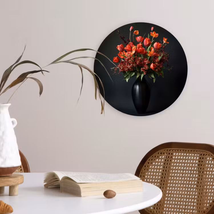 Muurcirkel - Boeket - Tulpen - Vaas - Rood — 4
