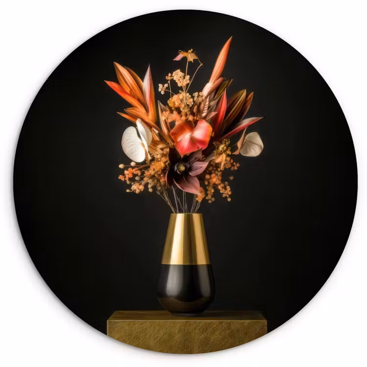 Muurcirkel - Exotisch - Boeket - Vaas - Goud — 1