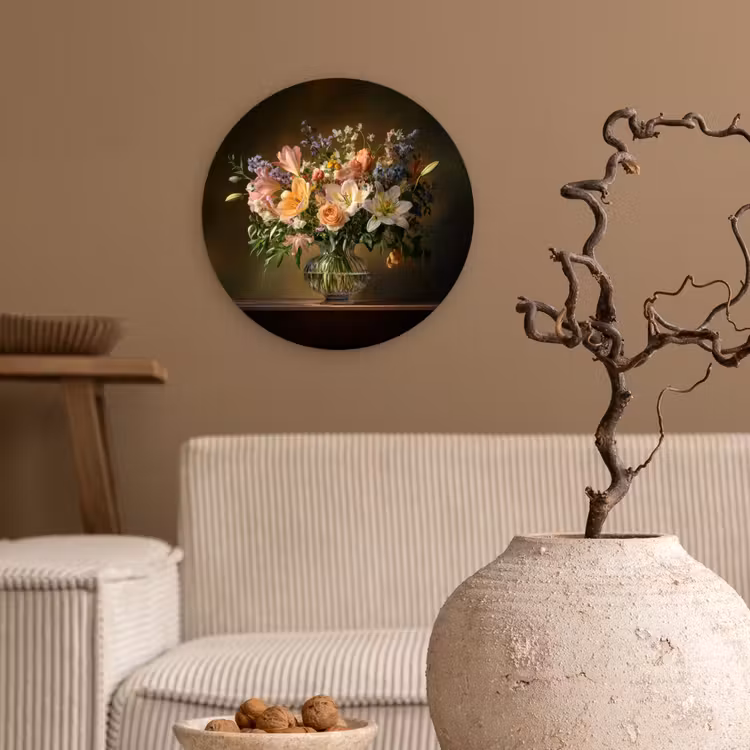 Muurcirkel - Glazen - Bloemen - Boeket - Kleuren — 2