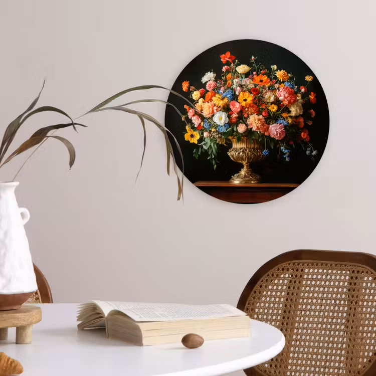 Muurcirkel - Goud - Bloemen - Kleuren - Vaas — 4