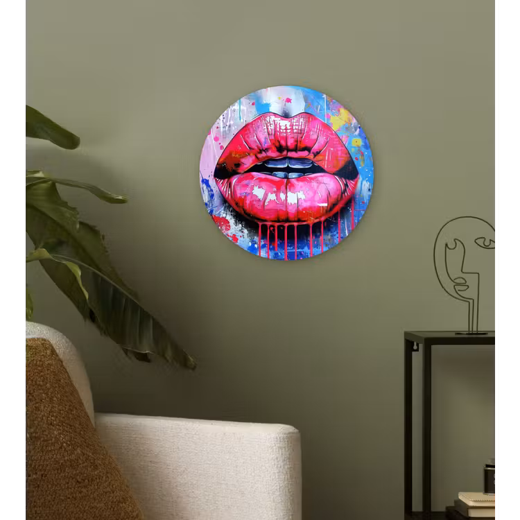 Muurcirkel - Graffiti - Lippen - Felroze - Geschilderd — 3