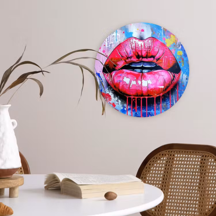 Muurcirkel - Graffiti - Lippen - Felroze - Geschilderd — 4