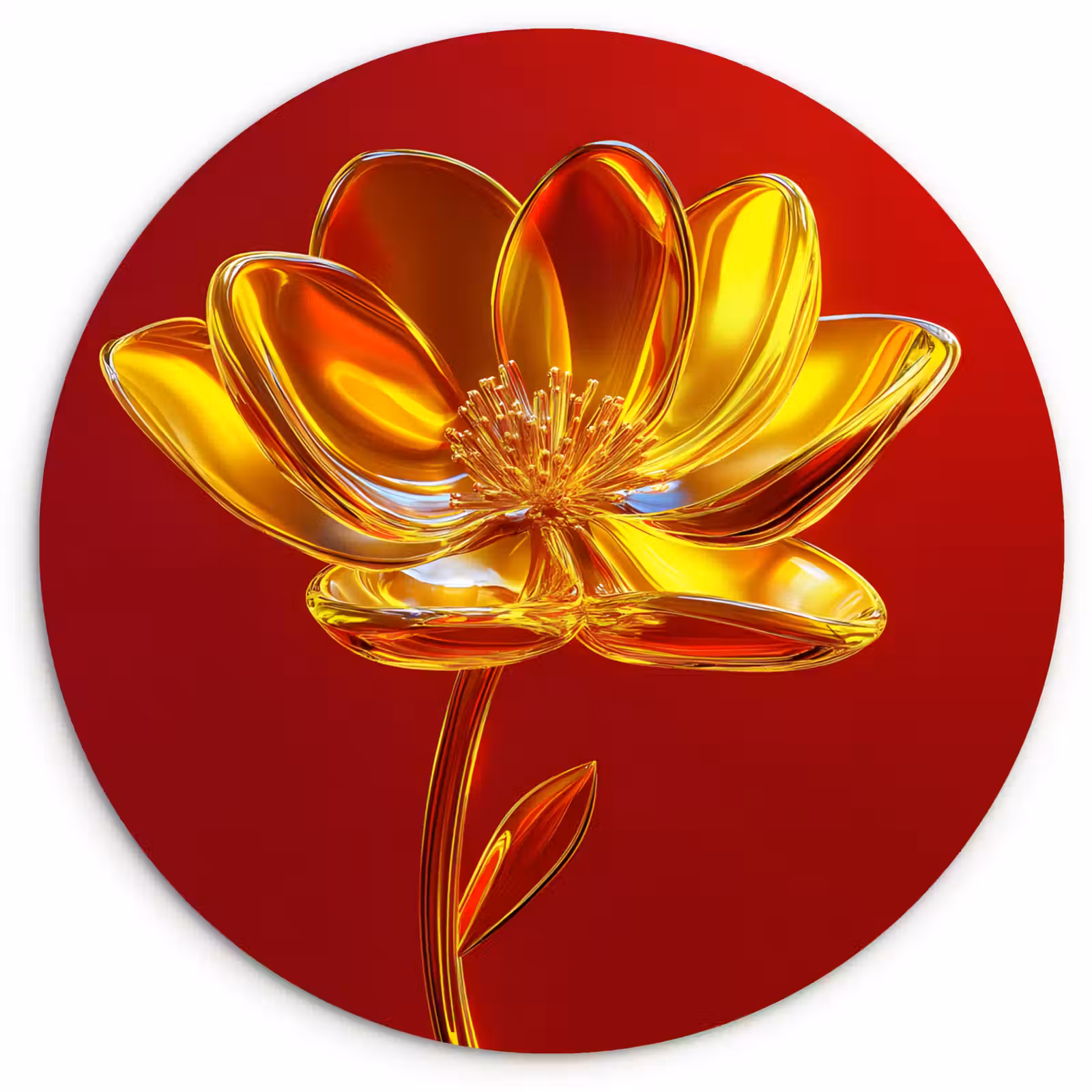 Muurcirkel - Bloem - Goud - Glazen — 1