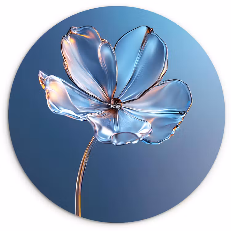 Muurcirkel - Blauw - Bloem - Glazen - Sierlijk — 1