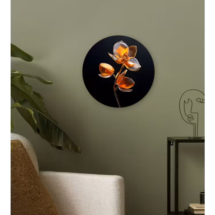 Muurcirkel - Bloem - Orchidee - Oranje — 3