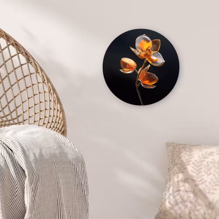 Muurcirkel - Bloem - Orchidee - Oranje — 5
