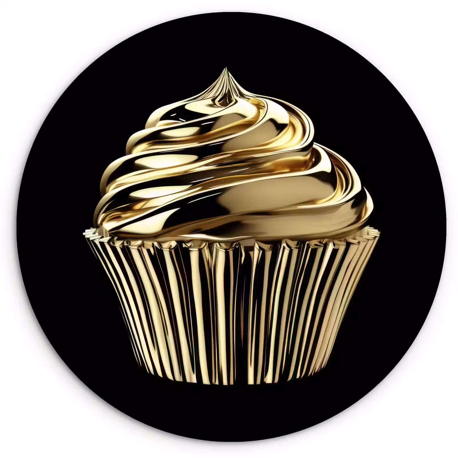 Muurcirkel - Cupcake - Eten - Goud - Zwart — 1