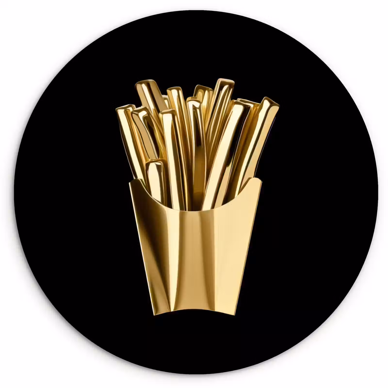Muurcirkel - Friet - Goud - Chrome - Eten — 1