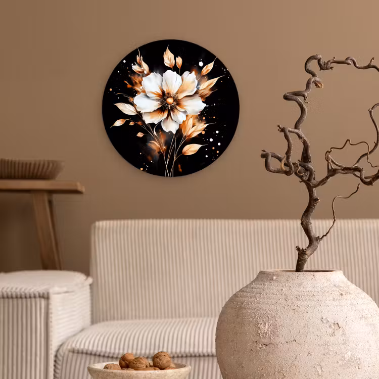 Muurcirkel - Bloem - Verf - Goud - Graffiti - Modern — 2