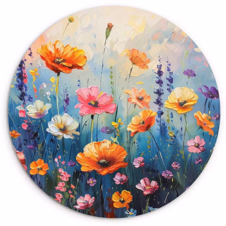 Muurcirkel - Bloemen - Natuur - Waterverf - Kunst — 1