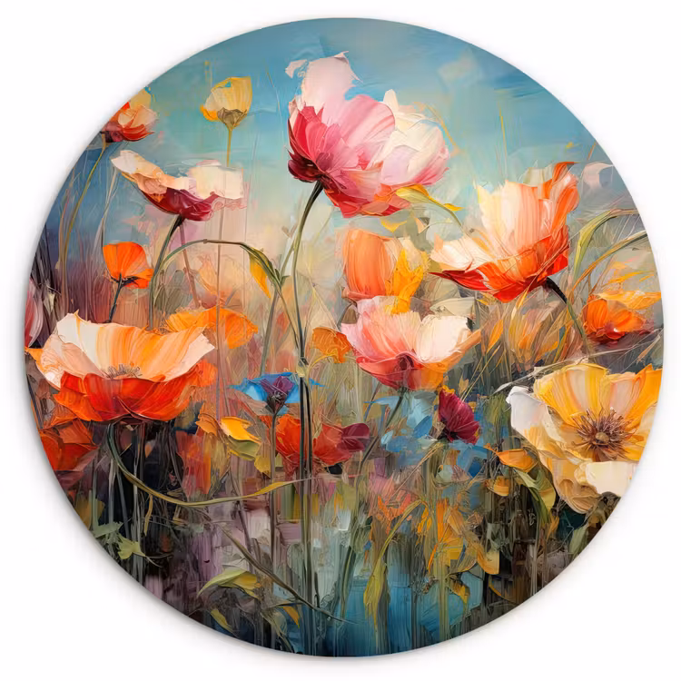 Muurcirkel - Bloemen - Watercolor - Kunst - Botanisch - Natuur — 1