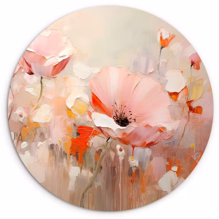 Muurcirkel - Bloemen - Watercolor - Roze - Abstract - Kunst — 1