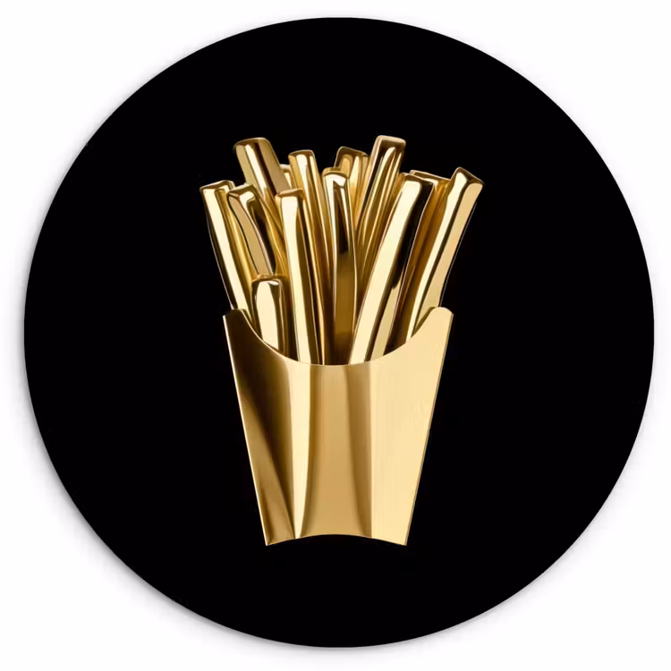 Muurcirkel - Friet - Goud - Chrome - Eten — 1