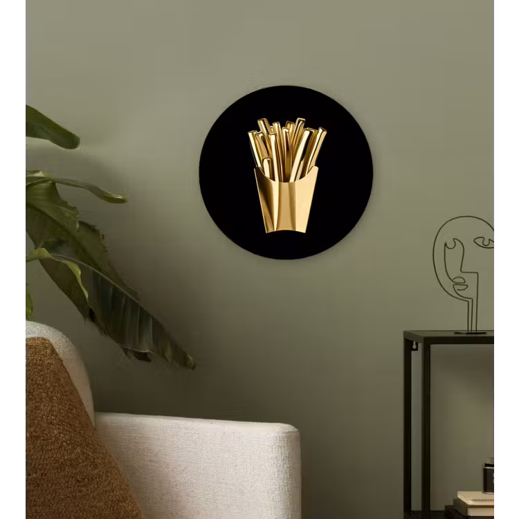 Muurcirkel - Friet - Goud - Chrome - Eten — 3