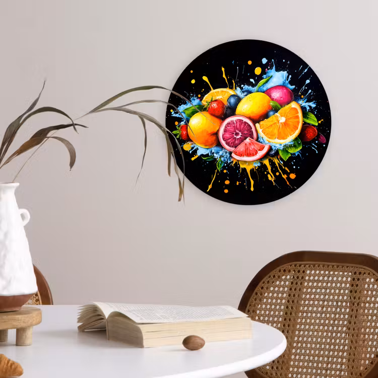 Muurcirkel - Fruit - Graffiti - Kleurrijk - Sinaasappel - Aardbei - Abstract — 4