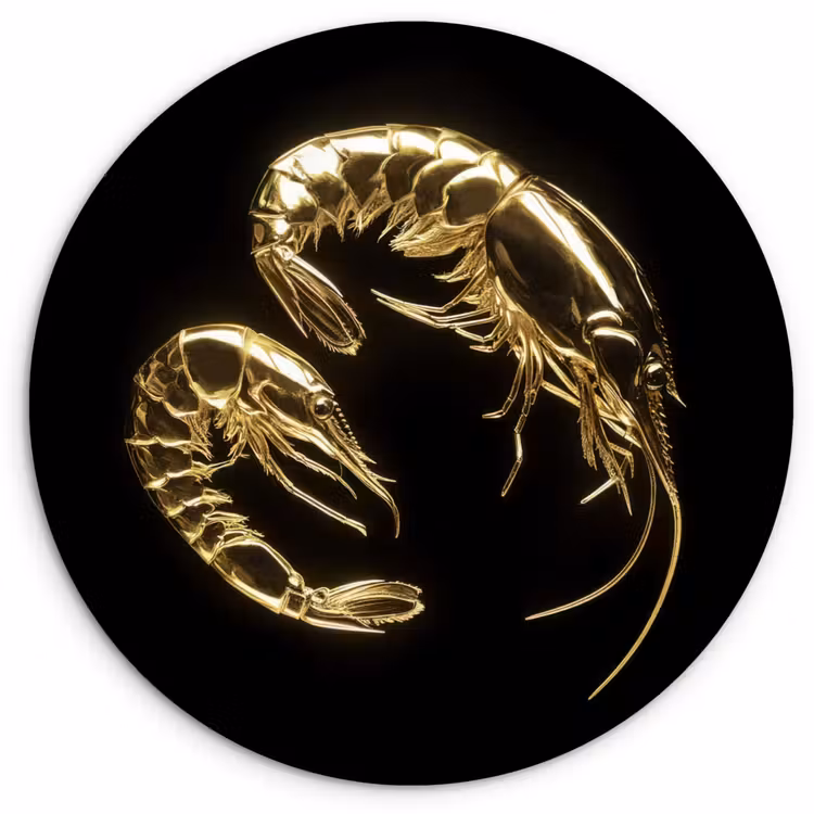 Muurcirkel - Garnalen - Zwart - Goud - Dieren — 1