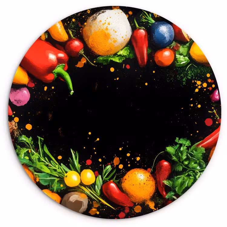 Muurcirkel - Groente - Graffiti - Kleurrijk - Koken - Abstract — 1