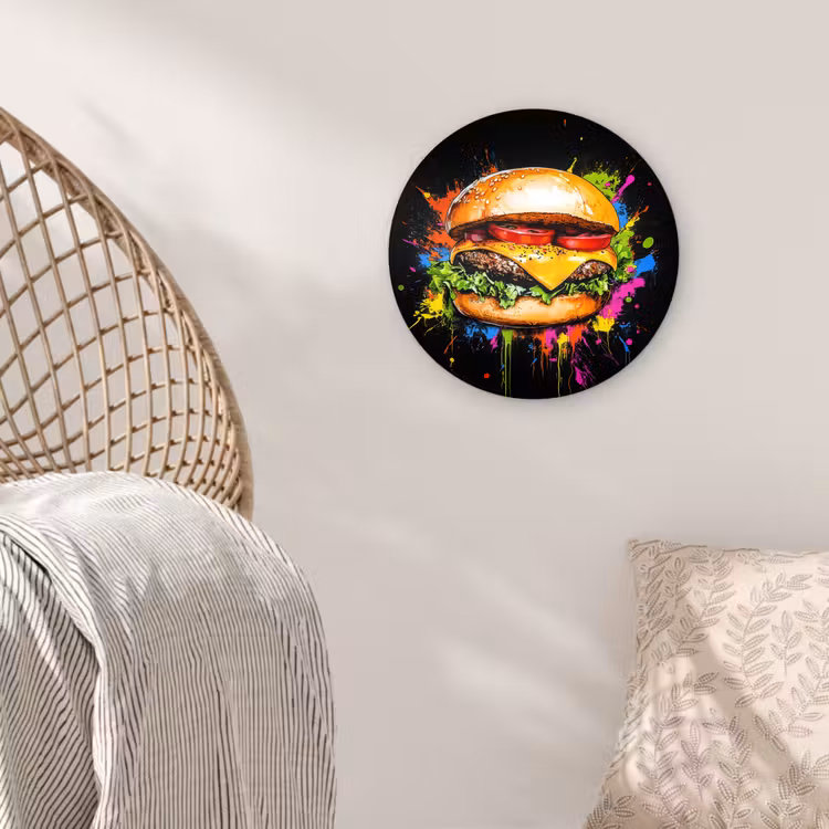 Muurcirkel - Hamburger - Graffiti - Verf - Kleurrijk - Eten - Abstract — 5