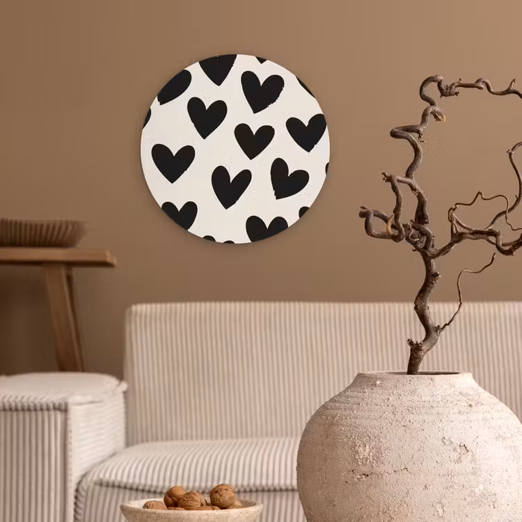 Muurcirkel - Hartjes - Zwart - Beige — 2