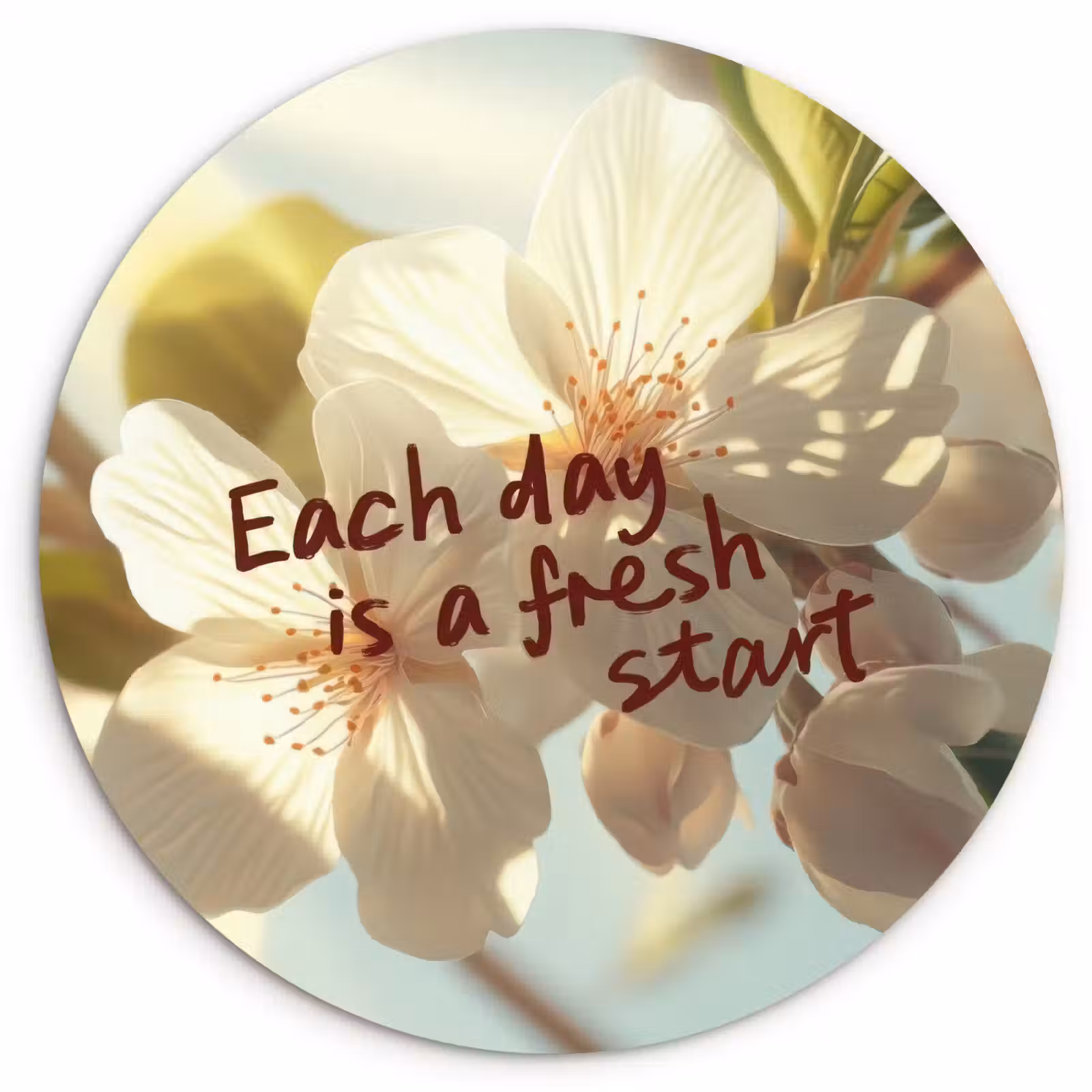 Muurcirkel - Bloesems - Zonlicht - Quote - Wit — 1