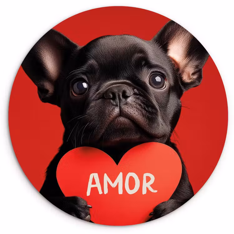 Muurcirkel - Amor - Hond - Hartje - Rood — 1