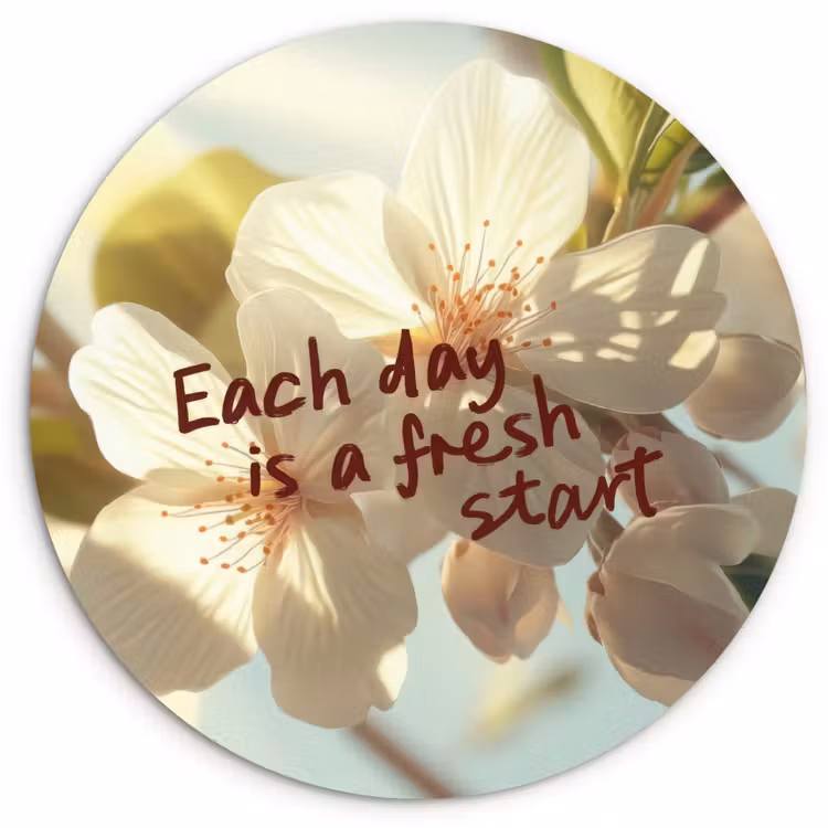 Muurcirkel - Bloesems - Zonlicht - Quote - Wit — 1